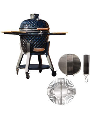 Evolve Ultra Series The Beauty Kamado Easy Clean SET Bamboo Side Tables + Premium Cart