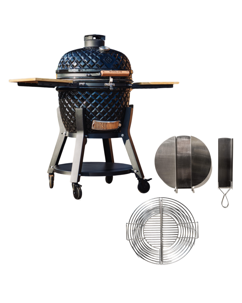 Серия Evolve Ultra: комплект „The Beauty Kamado Easy Clean“ – бамбукови масички + количка за сервиране от висок клас