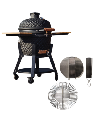 Evolve Ultra Series The Beast Kamado Easy Clean SET Bamboo Side Tables + Premium Cart
