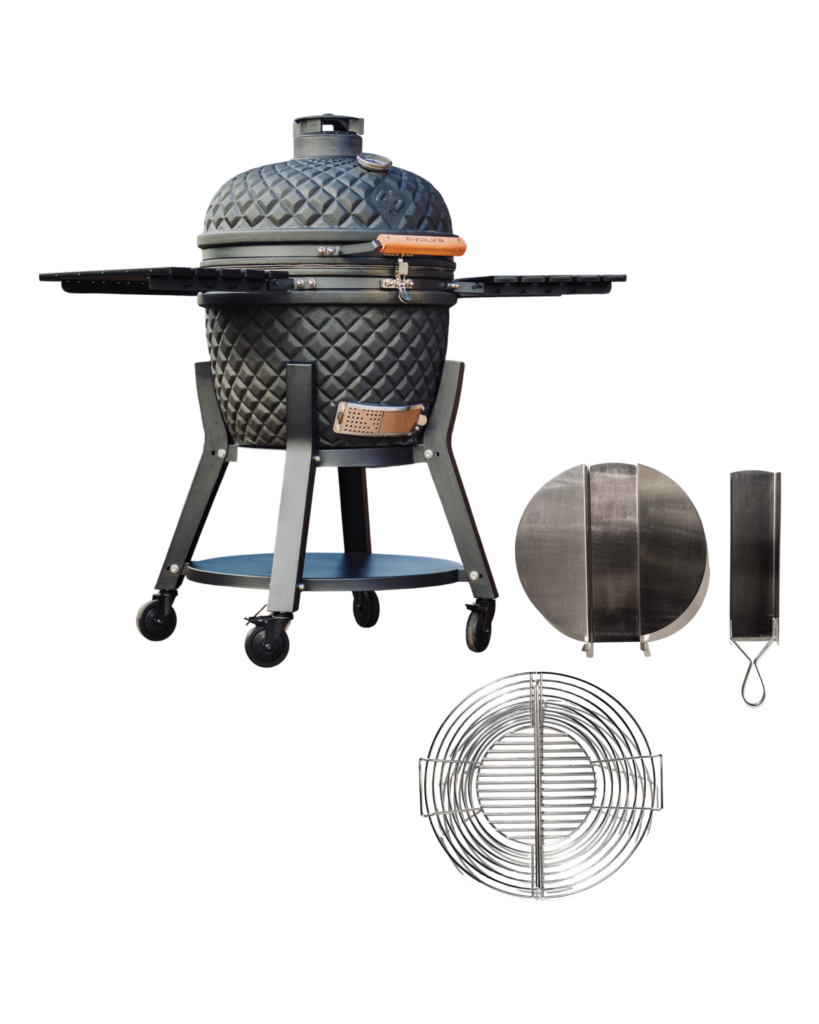 Evolve Ultra Series „The Beast“ Kamado Easy Clean SET: масички от HDPE + количка от висок клас